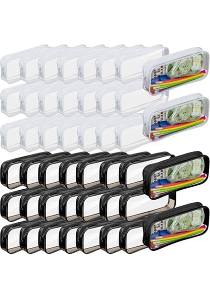 50 Adet Şeffaf Kalem Kutusu Şeffaf Kalem Kutusu Şeffaf Pvc Fermuarlı Kalem Çantası Büyük Seyahat Tuvalet Çantası Makyaj Çantaları (Yurt Dışından) fiyatları
