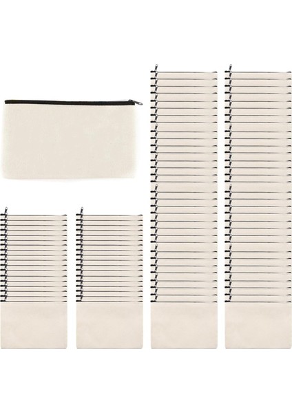 100 Adet Boş Kendin Yap El Sanatları Çantası Kanvas Fermuarlı Kalem Kutusu Makyaj Çantaları Kese Kanvas Çanta Çok Amaçlı Seyahat Tuvalet Çantası (Yurt Dışından)