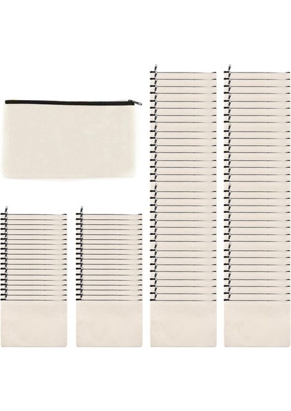 100 Adet Boş Kendin Yap El Sanatları Çantası Kanvas Fermuarlı Kalem Kutusu Makyaj Çantaları Kese Kanvas Çanta Çok Amaçlı Seyahat Tuvalet Çantası (Yurt Dışından) fiyatları