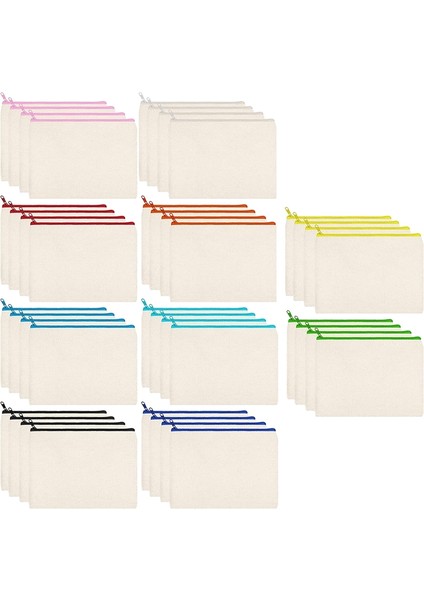 40 Adet Kanvas Fermuarlı Çanta Kalemlik Makyaj Çantaları Seyahat Için Boş Kanvas Kalem Kutusu Kozmetik Çantası Kendin Yap El Sanatları Okulu (S) (Yurt Dışından) fiyatları