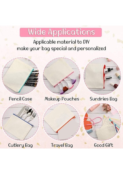 40 Adet Kanvas Fermuarlı Çanta Kalemlik Makyaj Çantaları Seyahat Için Boş Kanvas Kalem Kutusu Kozmetik Çantası Kendin Yap El Sanatları Okulu (S) (Yurt Dışından) fırsatları