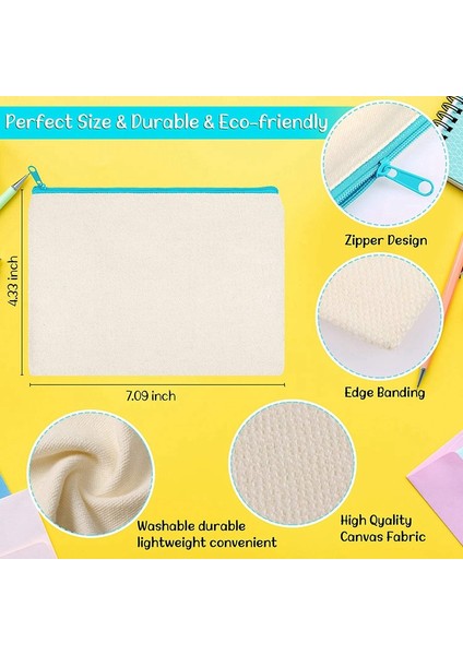 40 Adet Kanvas Fermuarlı Çanta Kalemlik Makyaj Çantaları Seyahat Için Boş Kanvas Kalem Kutusu Kozmetik Çantası Kendin Yap El Sanatları Okulu (S) (Yurt Dışından) indirimleri