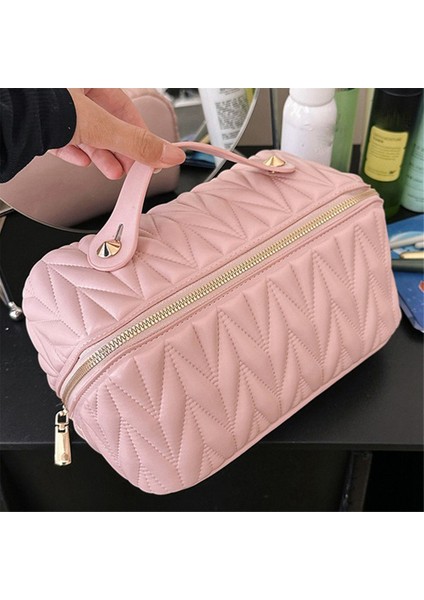 Kadınlar Için Su Geçirmez Iç Cepli Deri Seyahat Makyaj Çantası Büyük Kapasiteli Tuvalet Çantası Düzenleyici, Kahverengi (Yurt Dışından)