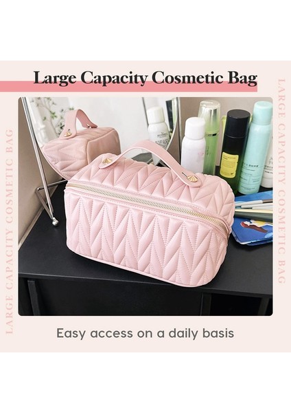 Kadınlar Için Su Geçirmez Iç Cepli Deri Seyahat Makyaj Çantası Büyük Kapasiteli Tuvalet Çantası Düzenleyici, Kahverengi (Yurt Dışından) modelleri