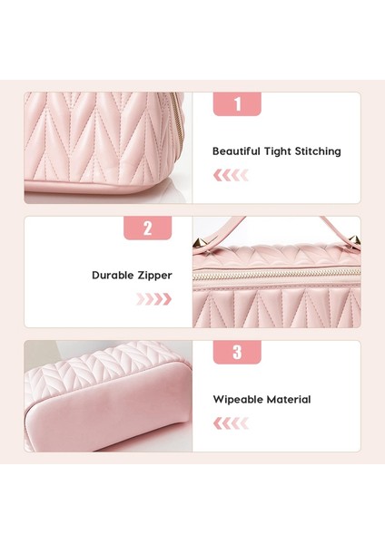 Kadınlar Için Su Geçirmez Iç Cepli Deri Seyahat Makyaj Çantası Büyük Kapasiteli Tuvalet Çantası Düzenleyici, Kahverengi (Yurt Dışından) fırsatları