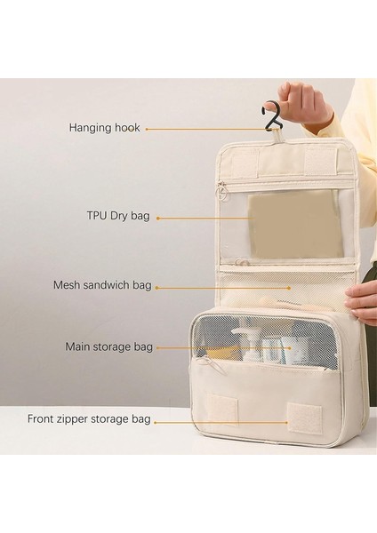 Askılı Tuvalet Çantası, Tuvalet Çantası, Su Geçirmez Büyük Kapasiteli Seyahat Boyu Tuvalet Malzemeleri, Makyaj Düzenleyici Çanta Lacivert (Yurt Dışından) indirimleri