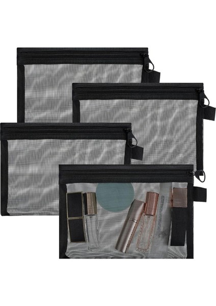 4 Adet Mini File Fermuarlı Çanta, File Fermuarlı Kese, Küçük Fermuarlı Çantalar, Naylon Fermuarlı Kese, Ev Ofis Için File Makyaj Çantası (Yurt Dışından)