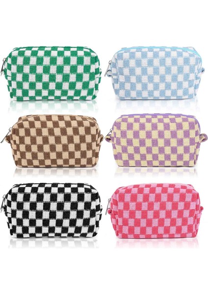 Adet Kareli Makyaj Çantası Kozmetik Çantası Toplu Makyaj Çantası Kişiselleştirilmiş Seyahat Tuvalet Çantası Düzenleyici Sevimli Makyaj Fırçaları (Yurt Dışından)