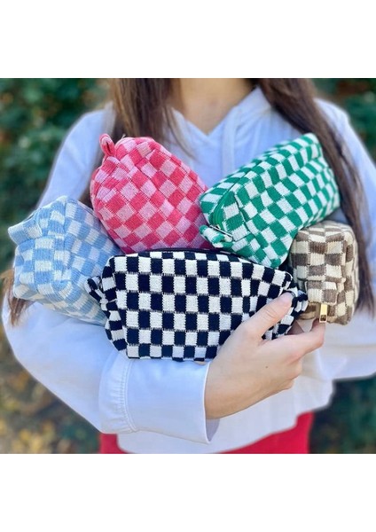 Adet Kareli Makyaj Çantası Kozmetik Çantası Toplu Makyaj Çantası Kişiselleştirilmiş Seyahat Tuvalet Çantası Düzenleyici Sevimli Makyaj Fırçaları (Yurt Dışından) modelleri