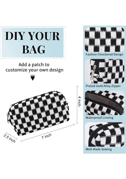 Adet Kareli Makyaj Çantası Kozmetik Çantası Toplu Makyaj Çantası Kişiselleştirilmiş Seyahat Tuvalet Çantası Düzenleyici Sevimli Makyaj Fırçaları (Yurt Dışından) indirimleri