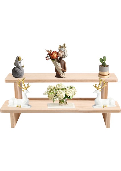 Iki Katlı Ahşap Sergileme Standı, Parfüm ve Kozmetik Masaüstü Standı, Mutfak Eşyaları Için De Uygundur. (Yurt Dışından) fırsatları