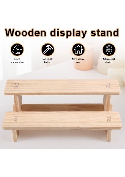 Iki Katlı Ahşap Sergileme Standı, Parfüm ve Kozmetik Masaüstü Standı, Mutfak Eşyaları Için De Uygundur. (Yurt Dışından) indirimleri