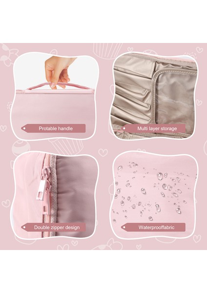 Kadınlar Için Kozmetik Çantası, Kozmetik Seyahat Çantası, Kızlar Için Tuvalet Çantası, Makyaj Çantası, Fırça Çantaları, Yeniden Kullanılabilir Tuvalet Çantası - Pembe (Yurt Dışından) indirimleri