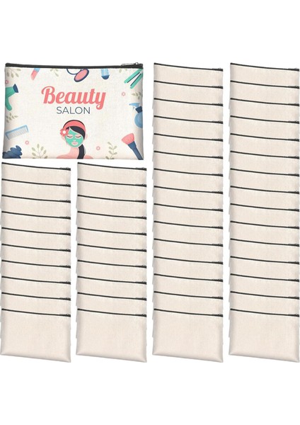 50 Adet Süblimasyon Boş Tuval Makyaj Çantası, Nedime Makyaj Çantası Için Toplu Boş Kendin Yap Isı Transferli Kozmetik Makyaj Çantaları (Yurt Dışından)