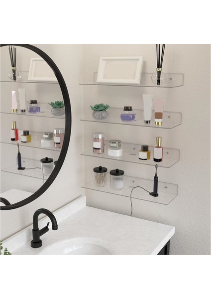 Şeffaf Akrilik Yüzen Raflar 4'lü Paket, 11,6 Inç Duvara Monte Raflar Yatak Odası, Banyo, Oturma Odası ve Oyun Odası Için (Yurt Dışından) fırsatları