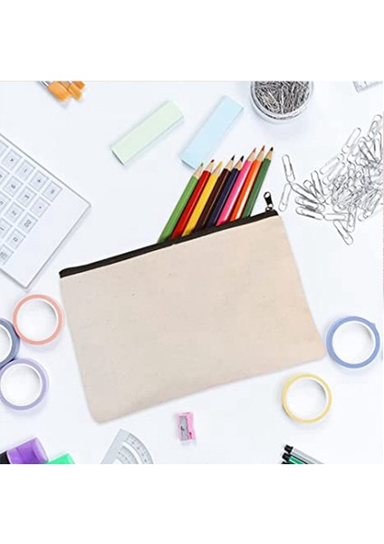 10 Parça Kanvas Kalemlik, Kendin Yap El Sanatları Fermuarlı Çantalar, Boş Makyaj Çantaları, Çok Amaçlı Keseler (Yurt Dışından) fırsatları