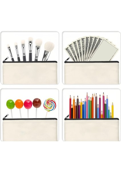 10 Parça Kanvas Kalemlik, Kendin Yap El Sanatları Fermuarlı Çantalar, Boş Makyaj Çantaları, Çok Amaçlı Keseler (Yurt Dışından) indirimleri