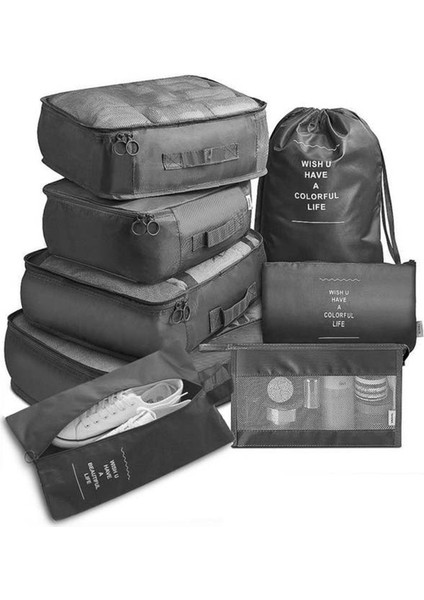8 Adet Seyahat Çeşitliliği Saklama Çantası Kapasitesi Bagaj Saklama Çantaları Kare Giysiler, Iç Giyim, Kozmetik Seyahat, C (Yurt Dışından)