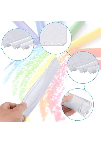 12 Adet A6 6 Delikli Pvc Fermuarlı Belge Çantası, Dış Mekan Makyaj Çantası, Çevre Dostu ve Kokusuz (Yurt Dışından) modelleri