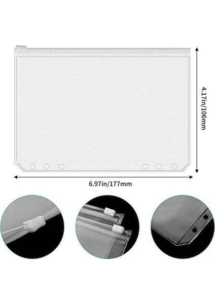 12 Adet A6 6 Delikli Pvc Fermuarlı Belge Çantası, Dış Mekan Makyaj Çantası, Çevre Dostu ve Kokusuz (Yurt Dışından) fırsatları