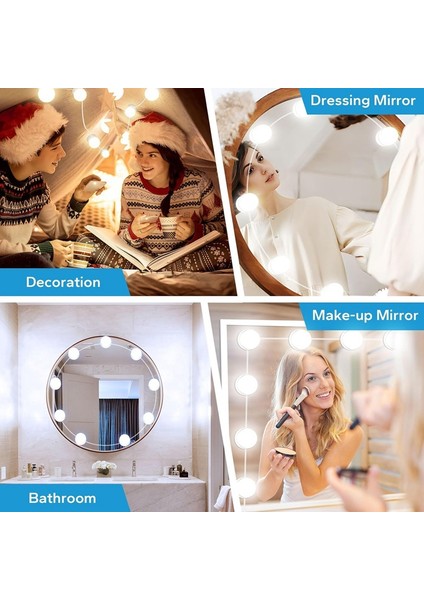 10 Parlaklık Seviyesi Ayarlanabilir 14 Kısılabilir Ampul LED Makyaj Aynası Işığı, Makyaj Masası, Banyo, Giyinme Odası Için (Yurt Dışından) indirimleri