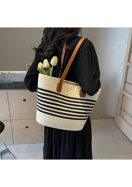 Hasır Büyük Kapasiteli Plaj Tatil Tote Omuz Çantası (Yurt Dışından) fiyatları