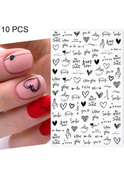 10 Pcs Karikatür Harfler Komik Karakter Nail Art Etiket F636 (Yurt Dışından)