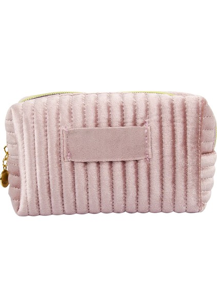 Yeni Dikiş Dikey Çizgili Kadife Kumaş Kozmetik Çanta Kare Seyahat Cilt Bakım Ürünleri Yıkama Saklama Çantası (Yurt Dışından)