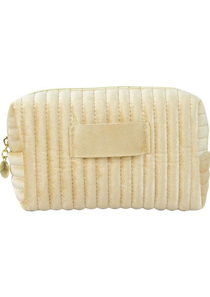 Yeni Dikiş Dikey Çizgili Kadife Kumaş Kozmetik Çanta Kare Seyahat Cilt Bakım Ürünleri Yıkama Saklama Çantası (Yurt Dışından)