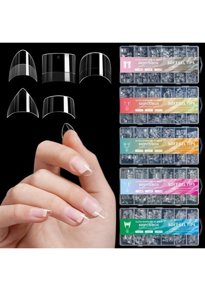 600 Adet/kutu Ultra Kısa Yanlış Nail Ipuçları Şekil 02 (Yurt Dışından) fiyatları