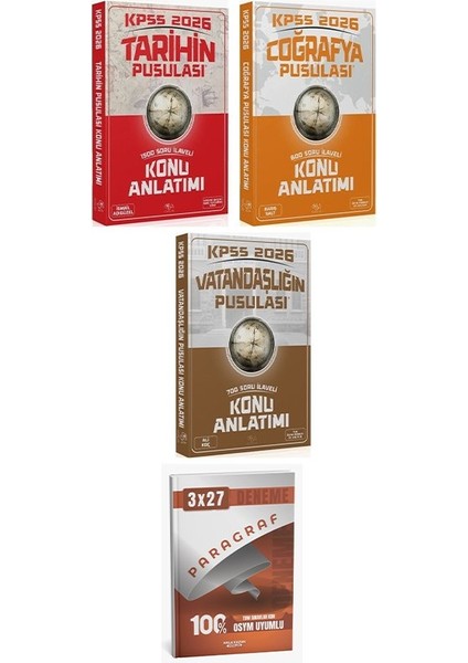 Cba + Anla Kazan 2026 Kpss Tarih + Coğrafya + Vatandaşlık Pusulası Konu Anlatımı 3 Lü Set Cba Yayınları