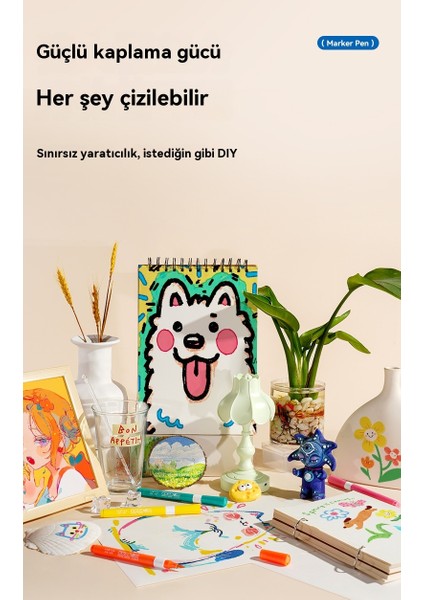 Çocuklar Için Toksik Olmayan Kolay Yıkanabilir Akrilik Suluboya Marker (Yurt Dışından) modelleri