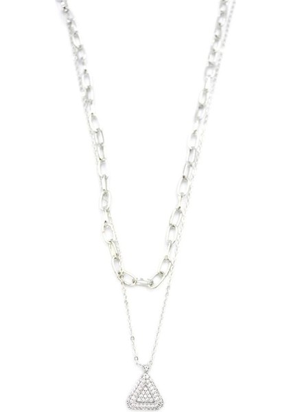 Çoklu Üçgen Kolye - Gümüş