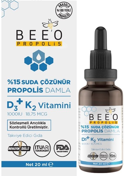 D3+K2 Vitamin Suda Çözünür Damla 20 ml – Bağışıklık ve Kemik Sağlığını Destekleyen Takviye fiyatları