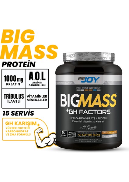 Bigmass GH Factors Bisküvi Aromalı Karbonhidrat Tozu 1500 g – Sporcu Enerji ve Kilo Artırma Takviyesi modelleri