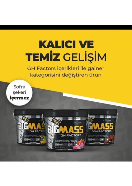 Bigjoy Big Mass Gainer GH Factors 5000 gr Çikolata Aromalı Arjinin ve B6 Vitaminli Karbonhidrat Tozu – Türkiye Üretimi Erkek Sporculara Özel