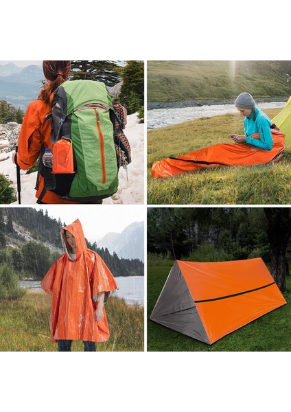 Acil Durum Hayatta Kalma Yaşam Ponçosu Su Geçirmez Kamp Ekipmanı Açık Hava Battaniyesi Yeniden Kullanılabilir Termal Ponço Yağmurluk Uyku Tulumu ve Çadır Barınağı-Tip 3 (Yurt Dışından) fiyatları