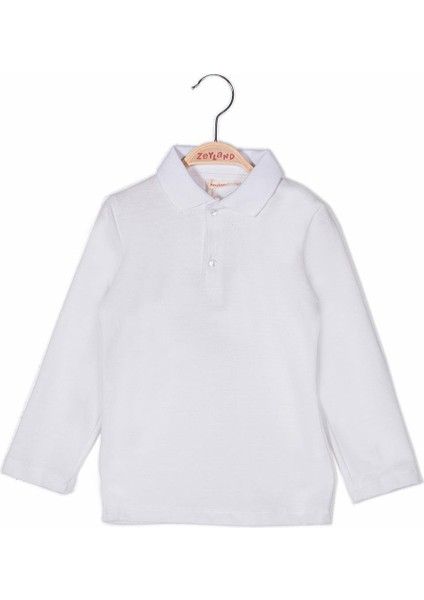 Unisex Çocuk Uzun Kollu Polo Yaka T-Shirt - Beyaz fiyatları