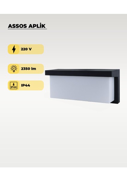 30W Assos Aplik 3200K Sarı Işık - IP44