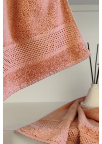 %100 Pamuk Banyo Havlu Seti-Long Twist Iplik-Yüksek Su Emici ve Yumuşak-Şeftali fiyatları