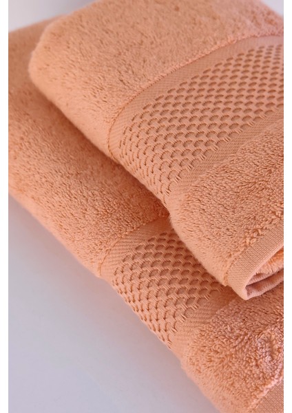 %100 Pamuk Banyo Havlu Seti-Long Twist Iplik-Yüksek Su Emici ve Yumuşak-Şeftali modelleri