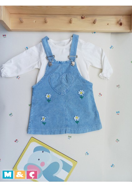 Kız Çocuk Jean Etek Salopet 2' Li Kot Etek Tulum Takım fiyatları