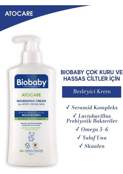 Besleyici Krem 500 ml – Seramid, Prebiyotik, Omega 3-6 ve Yulaf Unu ile Yoğun ve Uzun Süreli Nemlendirme