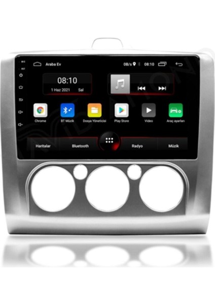 Ford Focus 2 Multimedya Sistemi – 9" HD IPS Ekran, 2GB RAM, 32GB Hafıza, Android 12 ve Park Kamerası