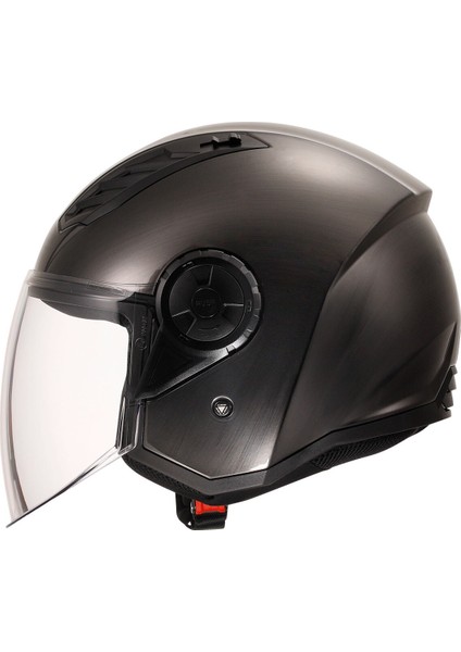 Airflow 2 Yarım Motosiklet Kaskı Siyah Polikarbon Kabuk UV Filtreli Vizör ECE 22.06 Onaylı modelleri