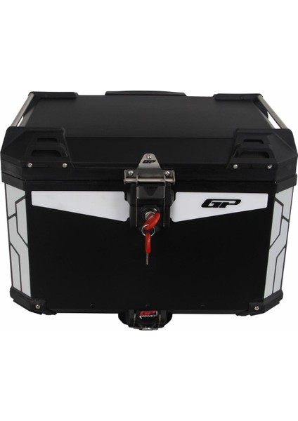 57 Lt Siyah Alüminyum Universal Motosiklet Arka Çanta – Su Geçirmez, Kilitli ve Dayanıklı Tasarım