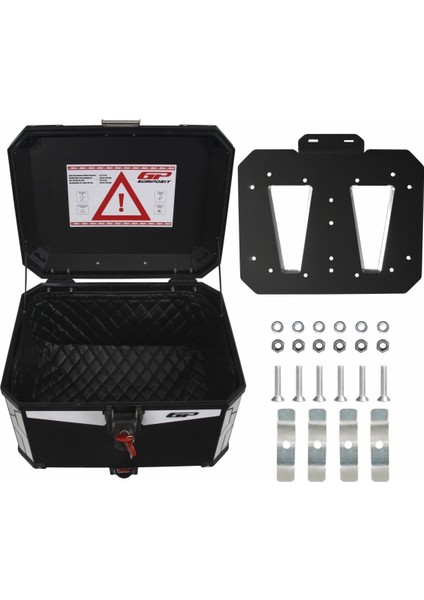 57 Lt Siyah Alüminyum Universal Motosiklet Arka Çanta – Su Geçirmez, Kilitli ve Dayanıklı Tasarım