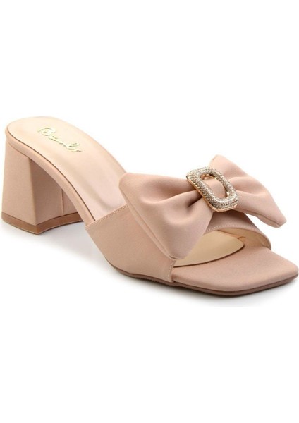 Niyyar Bej Cilt Topuklu Terlik indirimleri