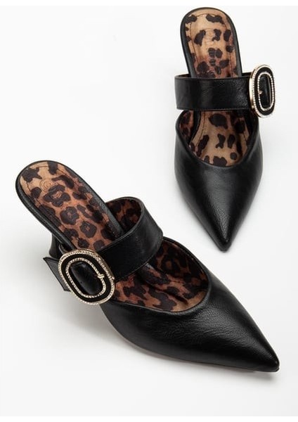 Yote Siyah Cilt Topuklu Terlik indirimleri