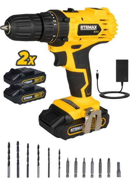 RTM350SET Şarjlı Matkap Çift Akülü 4'lü Set - Uç Tutucu-Mini Su Terazisi-Maket Bıçağı fiyatları